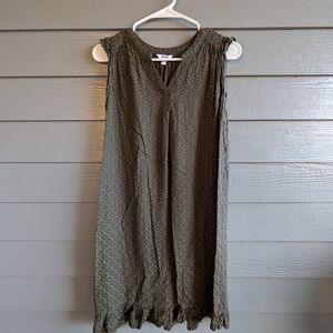 Feminine Olive Green Sleeveless Dress